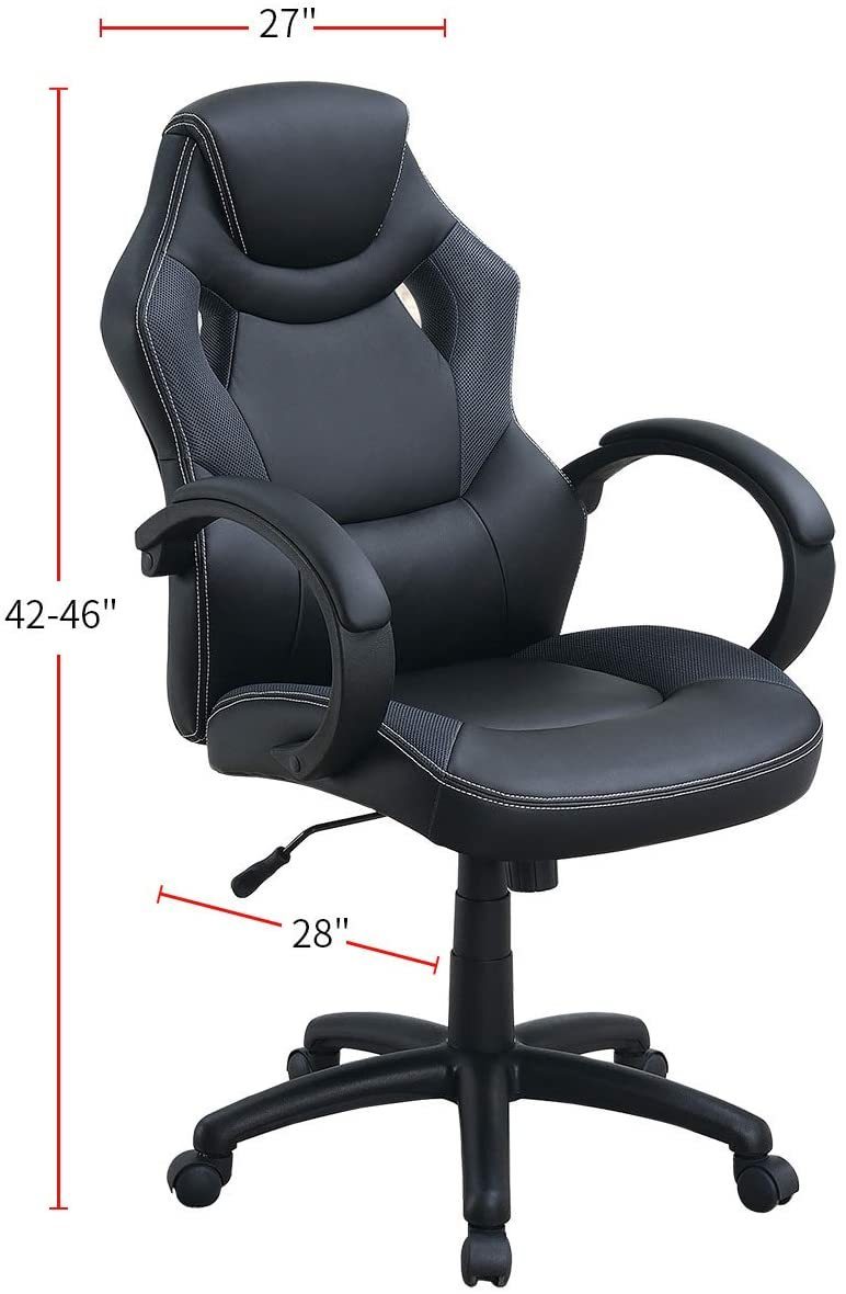 Office Chair Upholstered 1pc Cushioned Comfort Chair Relax Gaming Office Work Black Color