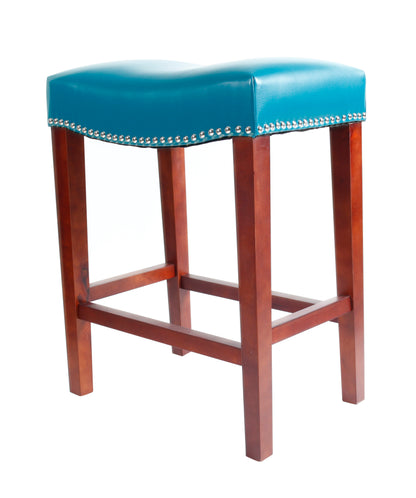 Blue Leather Barstool 2 pcs Set