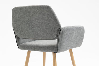 Fabric Upholstered Side Dining Chair with Metal Leg(Gray fabric+Beech Wooden Printing Leg),KD backrest