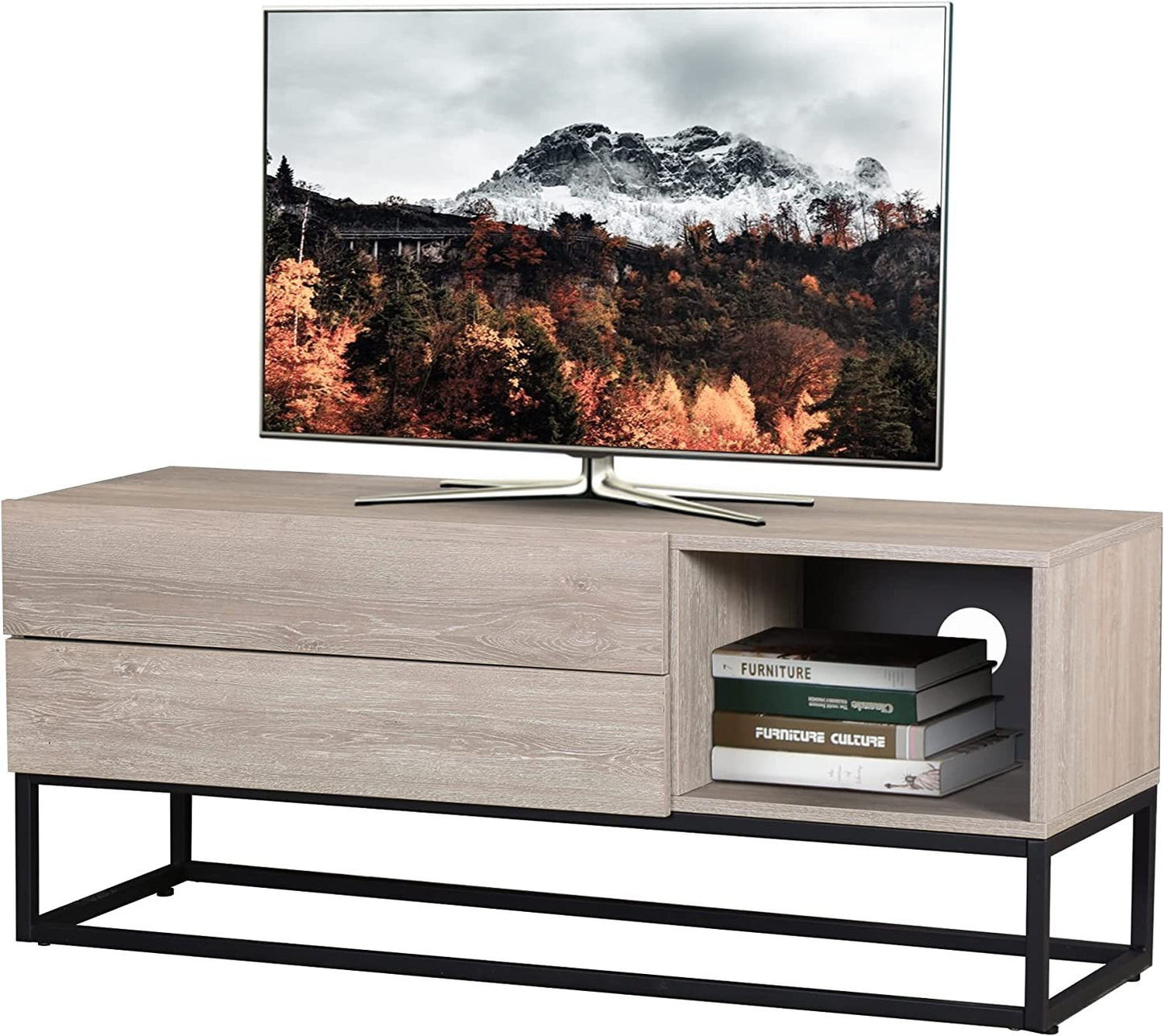 Entertainment Center with Storage, Modern TV Stand Media Cnsole for TV up to 50 inch for Living Room Bedroom