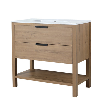 Freestanding bathroom vanity with drawers,36 inch with ceramic basin,36x18