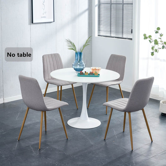 Dining Chairs Set of 4, Modern Style Dining Kitchen Room Upholstered Side Chairs.Accent office Chairs with Soft Linen and Wood color Metal Legs.For dining room living room office.Light grey