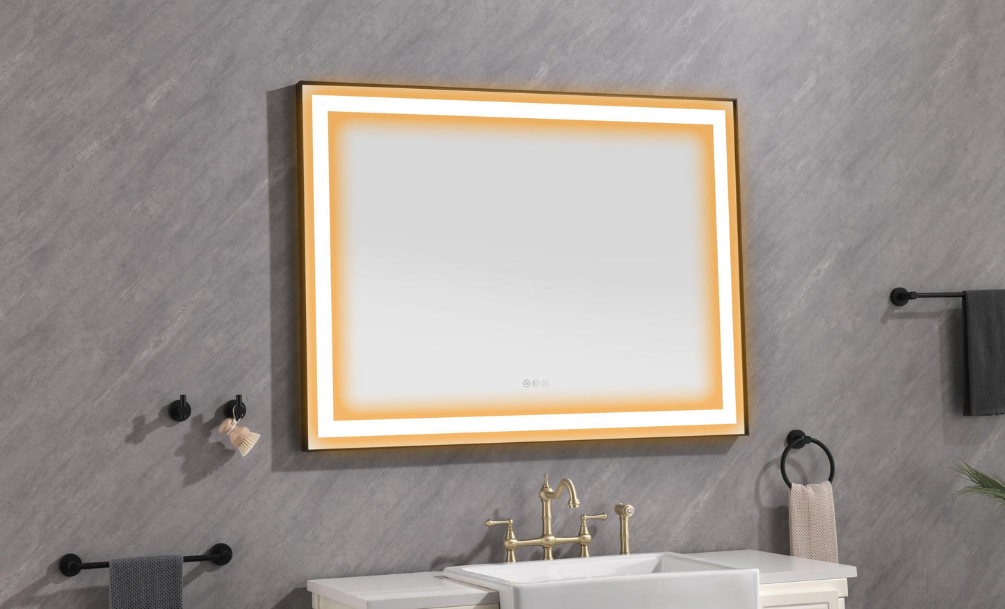 LED Lighted Bathroom Wall Mounted Mirror with High Lumen+Anti-Fog Separately Control