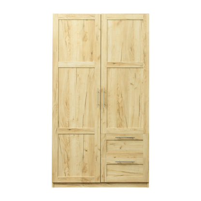 High wardrobe and kitchen cabinet with 2 doors, 2 drawers and 5 storage spaces,Oak