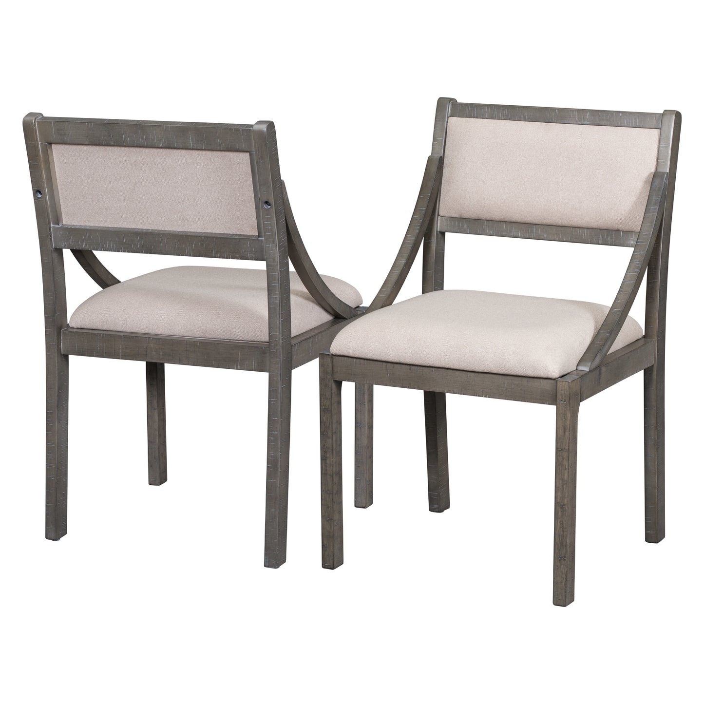 TREXM Retro Wood Dining Chairs Set of 2, Upholstered Chairs with Solid Wood Legs and Frame for Kitchen, Living Room, Dining Room (Gray)