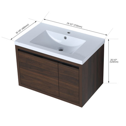 Single Sink Bathroom Vanity,Wall Mounting 30 Inch,30 X 18