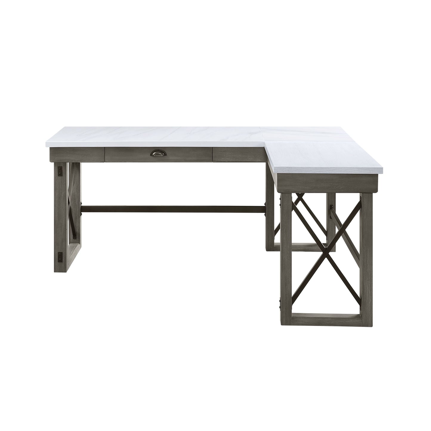 ACME Talmar Writing Desk w/Lift Top in Marble Top & Weathered Gray Finish OF00056