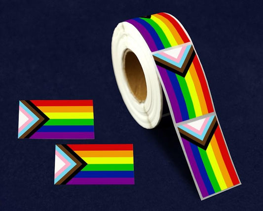 Large Rectangle Daniel Quasar "Progress Pride" Flag Stickers (250 per Roll) by Fundraising For A Cause