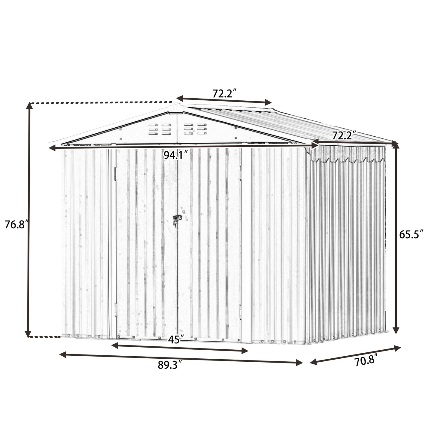 TOPMAX Patio 8ft x6ft Bike Shed Garden Shed, Metal Storage Shed with Lockable Doors, Tool Cabinet with Vents and Foundation Frame for Backyard, Lawn, Garden, Brown