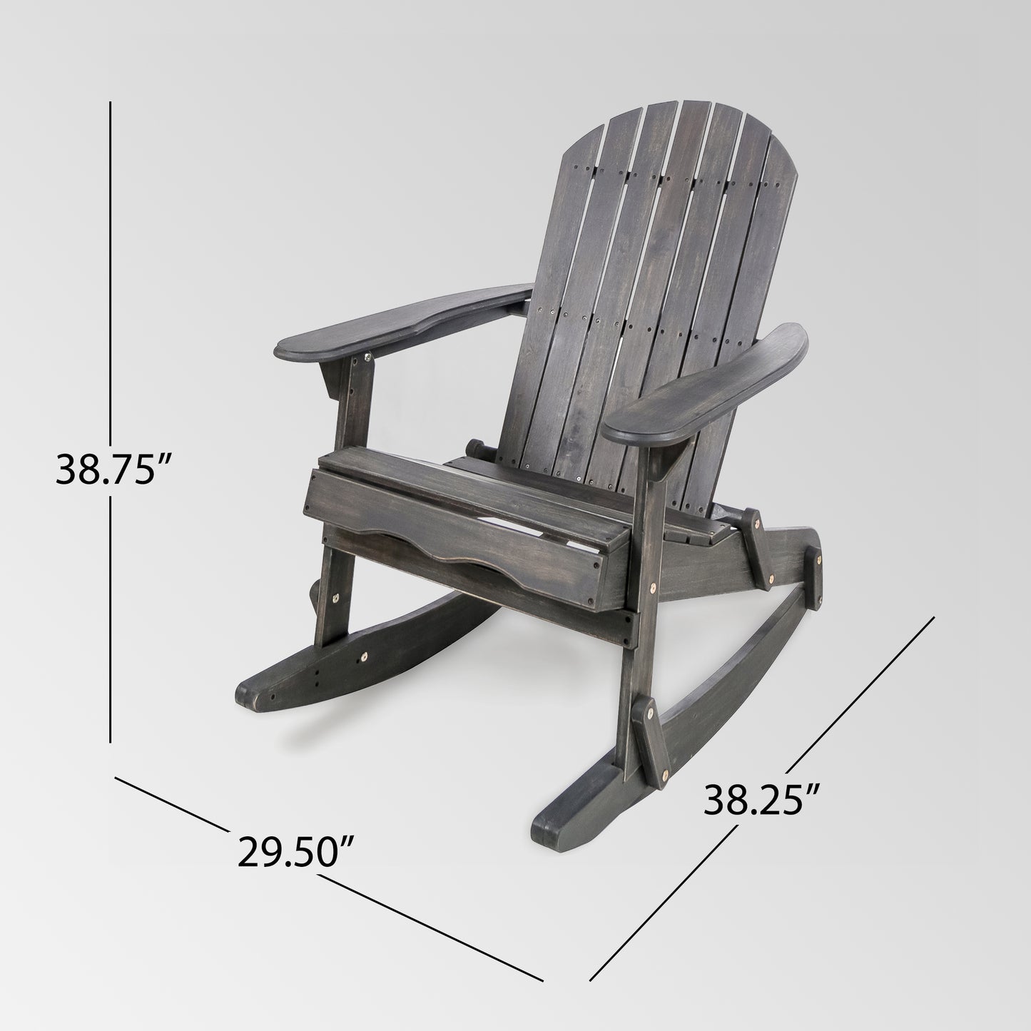 Outdoor solid wood rocking chair dark gray