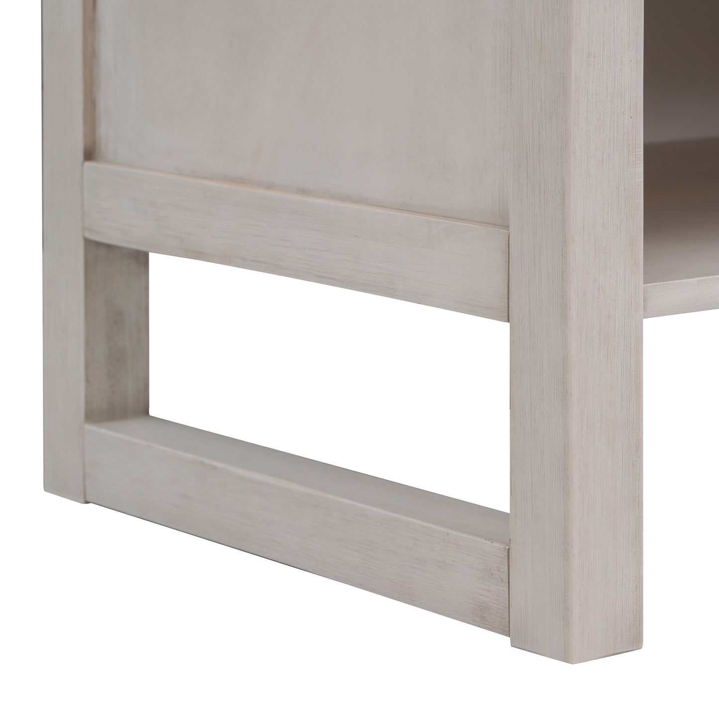 Wooden Nightstand with a Drawer and an Open Storage,End Table for Bedroom,Anitque White