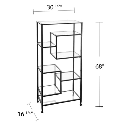 Jaymes Metal/Glass Asymmetrical Étagère/Bookcase