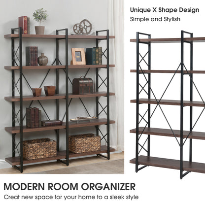 [VIDEO] Home Office 5 Tier Bookshelf, X Design Etageres Storage Shelf, Industrial Bookcase for Office with Metal Frame