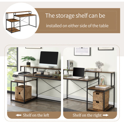 Home Office Computer Desk with Storage Shelves and Monitor Stand Riser Shelf Study Writing Desk Computer Table (OLD SKU: WF198006AAT)