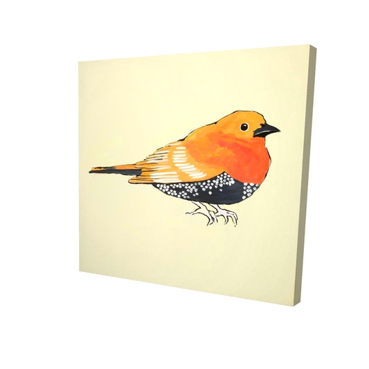 Little orange bird illustration - 32x32 Print on canvas