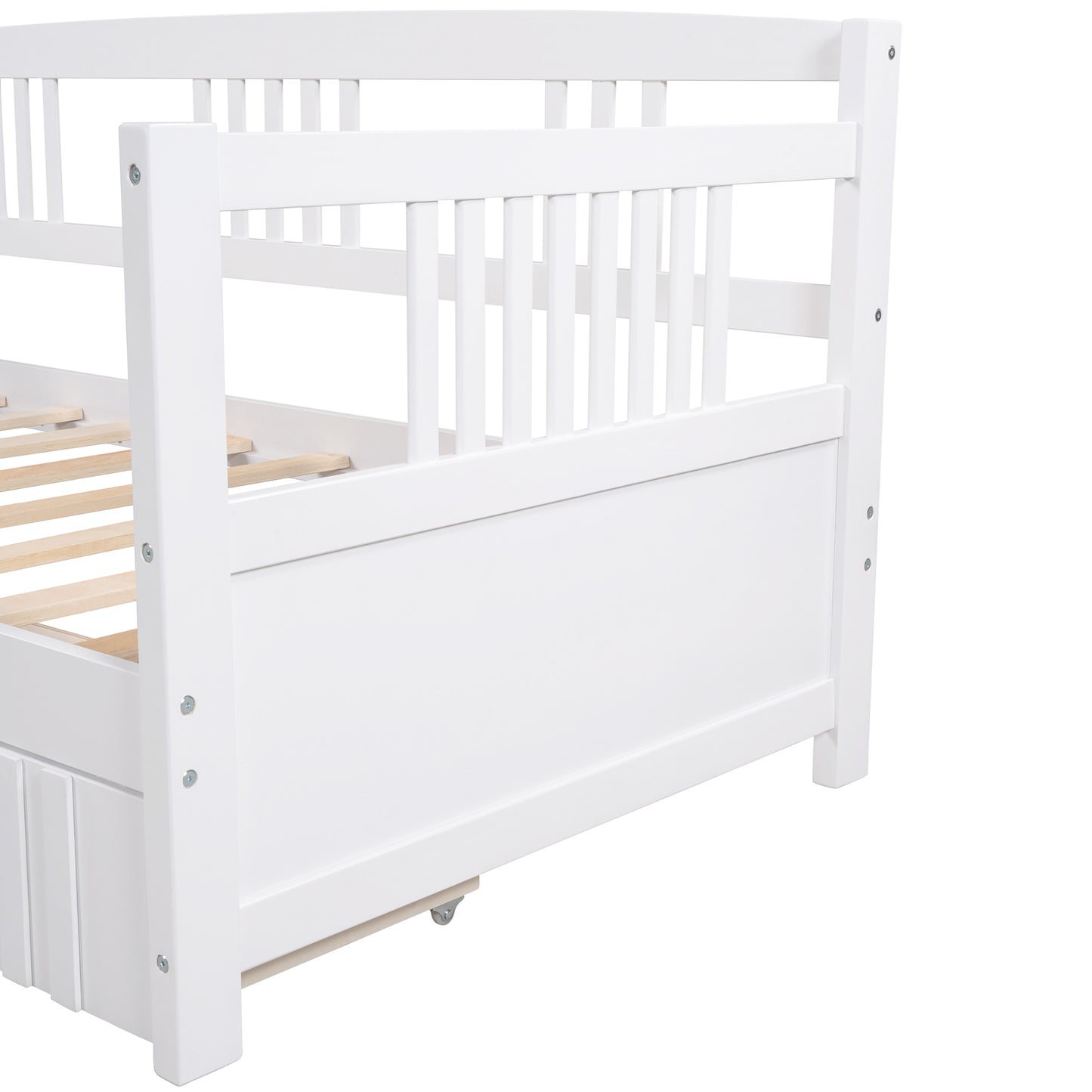 Twin Size Daybed Wood Bed with Two Drawers,White