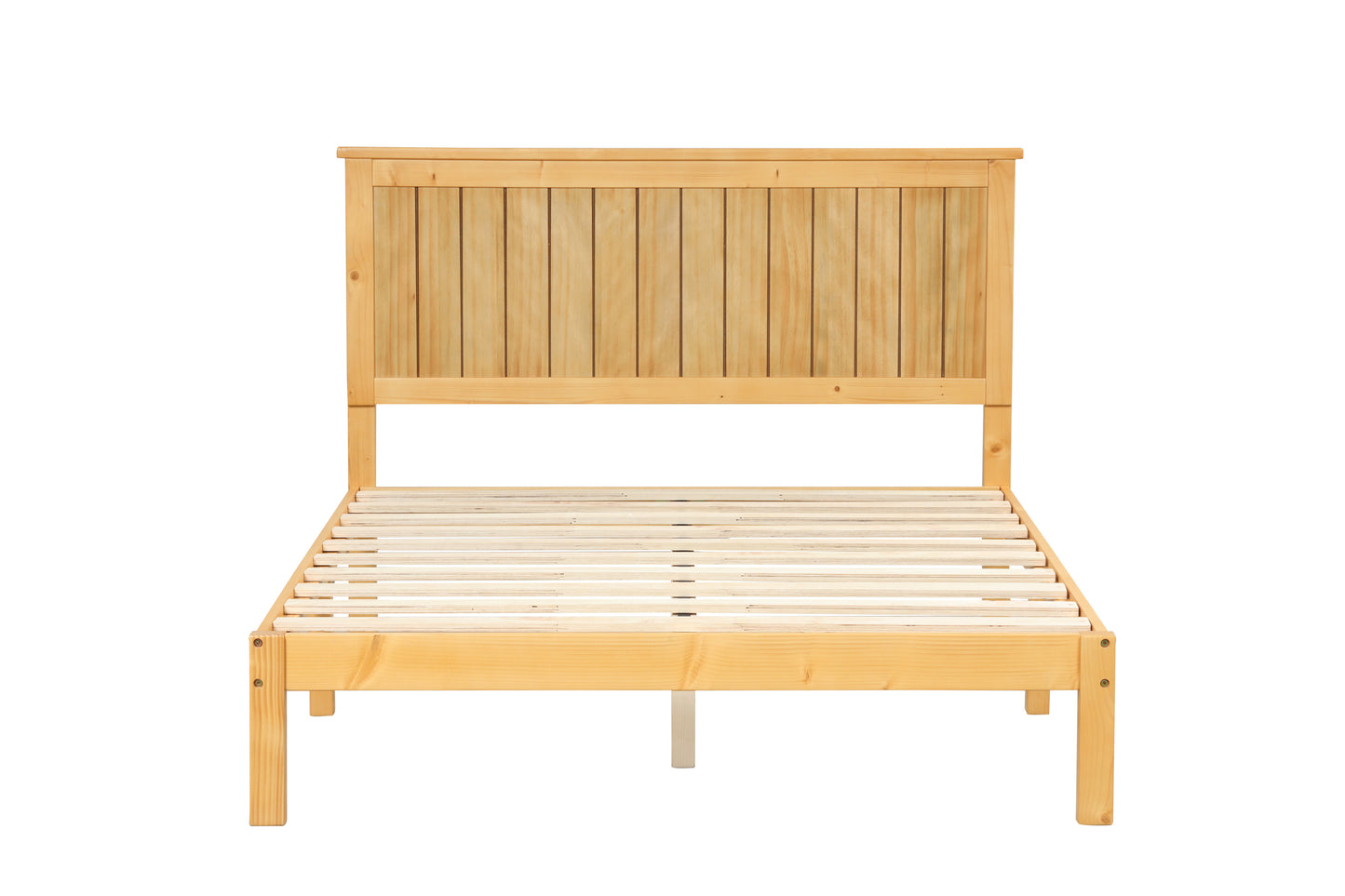 Platform Full Bed with Headboard,Natural