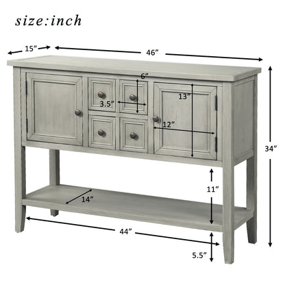 TREXM  Cambridge Series Buffet Sideboard Console Table with Bottom Shelf (Antique Gray)