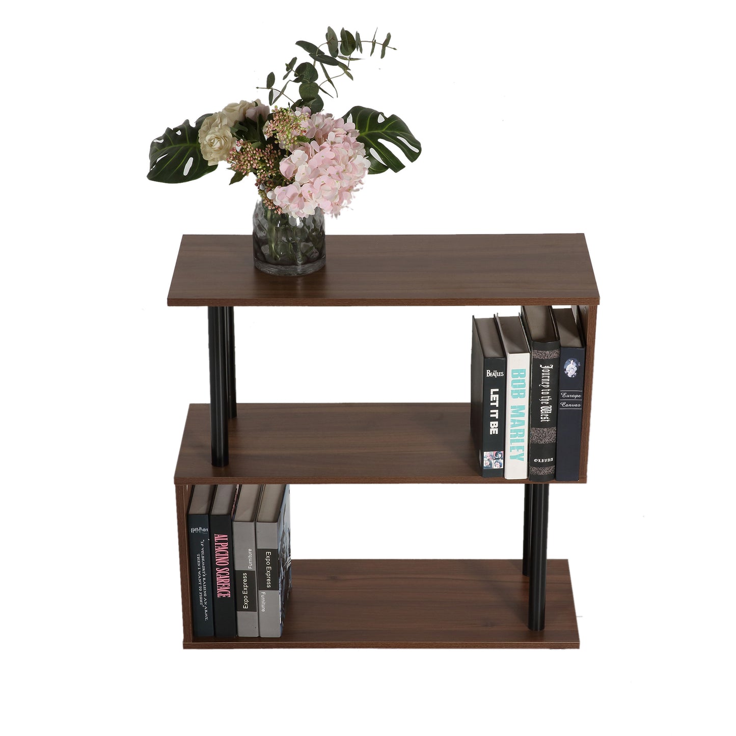 2-Tier Geometric Bookcase, Chestnut