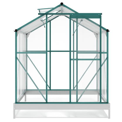 TOPMAX Upgraded Outdoor Patio 6.2ft Wx6.3ft D Greenhouse, Walk-in Polycarbonate Greenhouse with 2 Windows and Base,Aluminum Hobby Greenhouse with Sliding Door for Garden, Backyard, Green