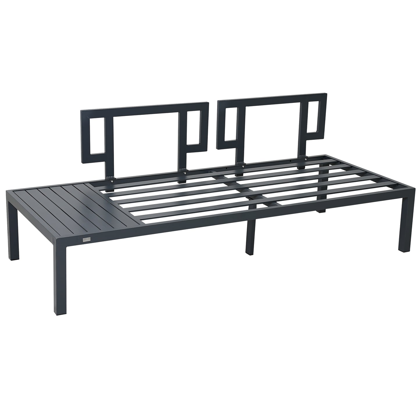 TOPMAX Outdoor 3-piece Aluminum Alloy Sectional Sofa Set with End Table and Coffee Table,Black Frame+Gray Cushion