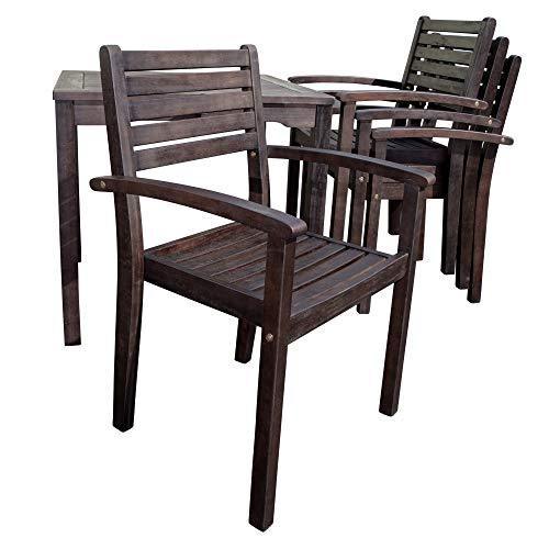 5-Piece Eucalyptus Dining Set, Espresso Finish