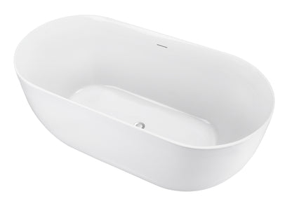 67" 100% Acrylic Freestanding Bathtub，Contemporary Soaking Tub，white Bathtub