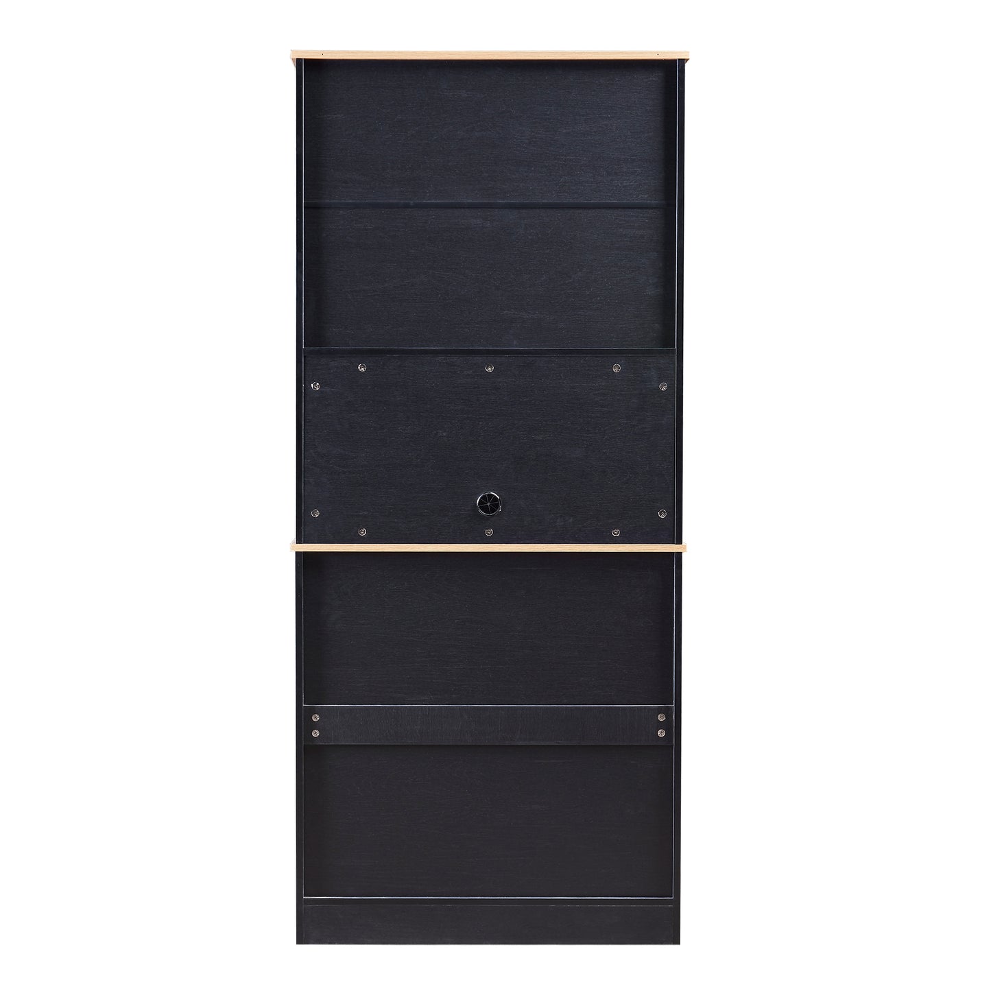 TREXM 70.9" Multifunctional Pantry Cabinet MDF Storage Cabinet with Glass Doors, A Large Drawer and Adjustable Shelves (Black)