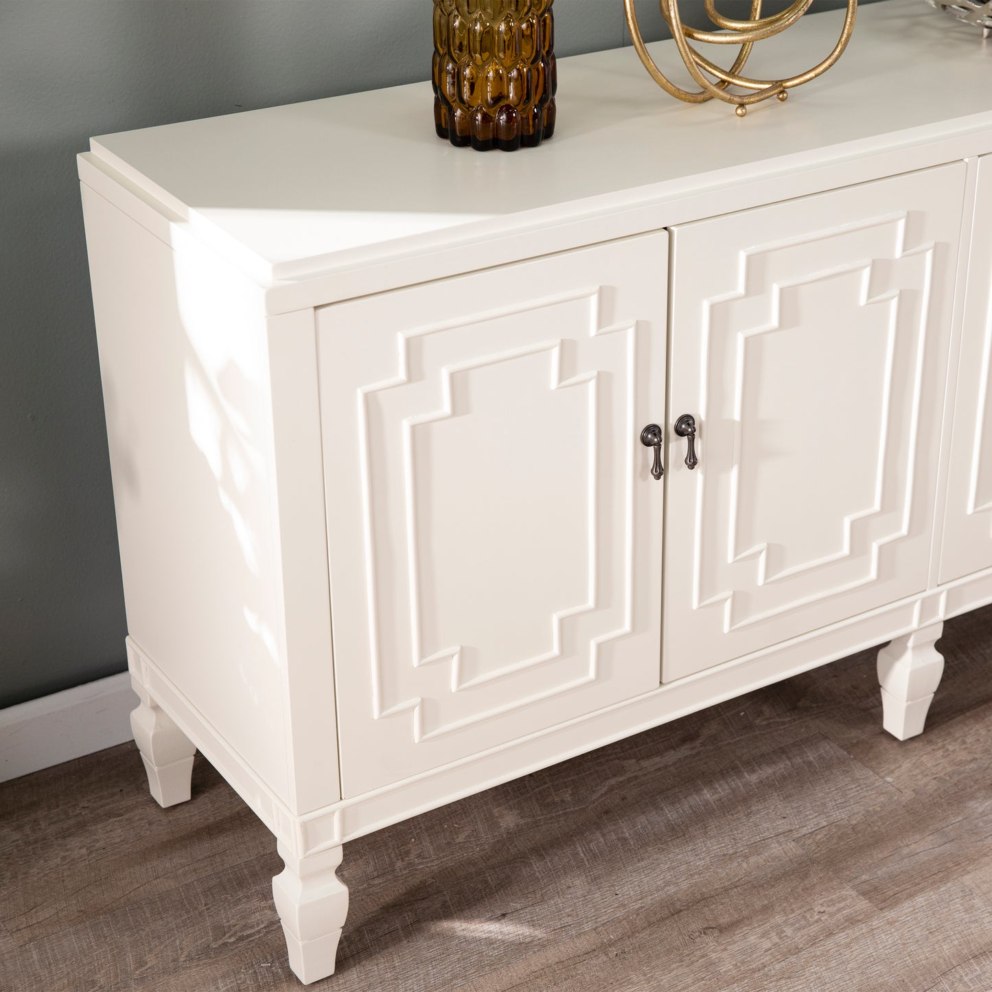 Tropman Antique White Low-Profile Accent Cabinet