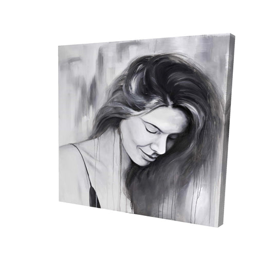 Smiling woman portrait - 08x08 Print on canvas