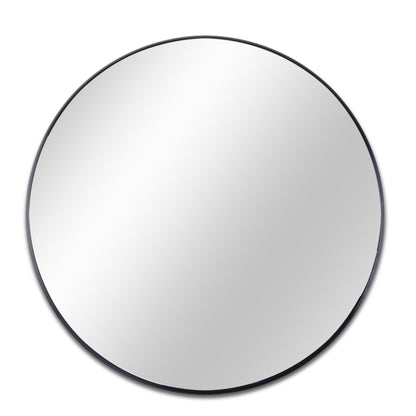 Round Mirror, Circle Mirror 24 Inch, Black Round Wall Mirror Suitable for Bedroom, Living Room, Bathroom, Entryway Wall Decor and More, Brushed Aluminum Frame Large Circle Mirrors for Wall