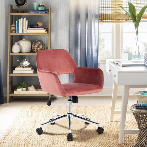 Velvet Upholstered Adjustable Swivel Office Chair, ROSE