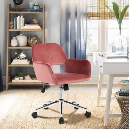 Velvet Upholstered Adjustable Swivel Office Chair, ROSE