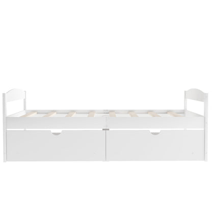 Twin size platform bed, with two drawers, white（New）