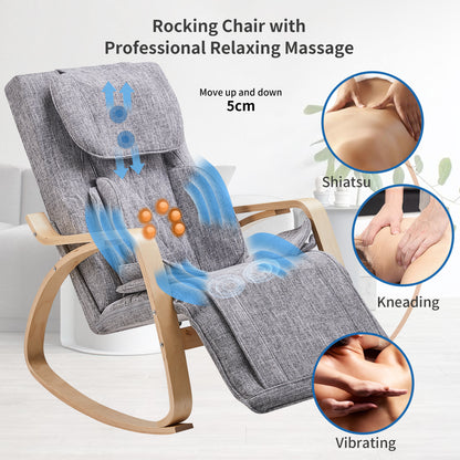 Full massage function-Air pressure-Comfortable Relax Rocking Chair, Lounge Chair Relax Chair with Cotton Fabric Cushion ， White and gray