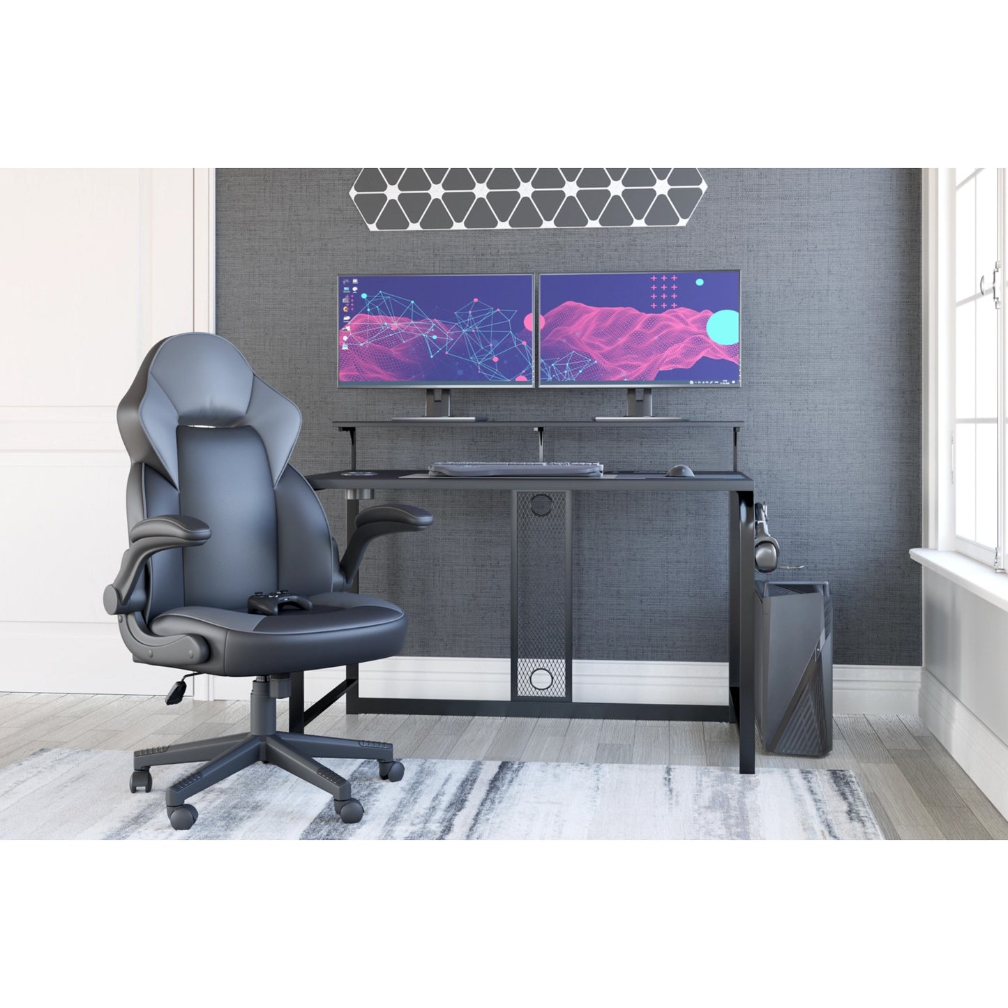 Ashley Lynxtyn 48" Black Contemporary Home Office Desk H400-110