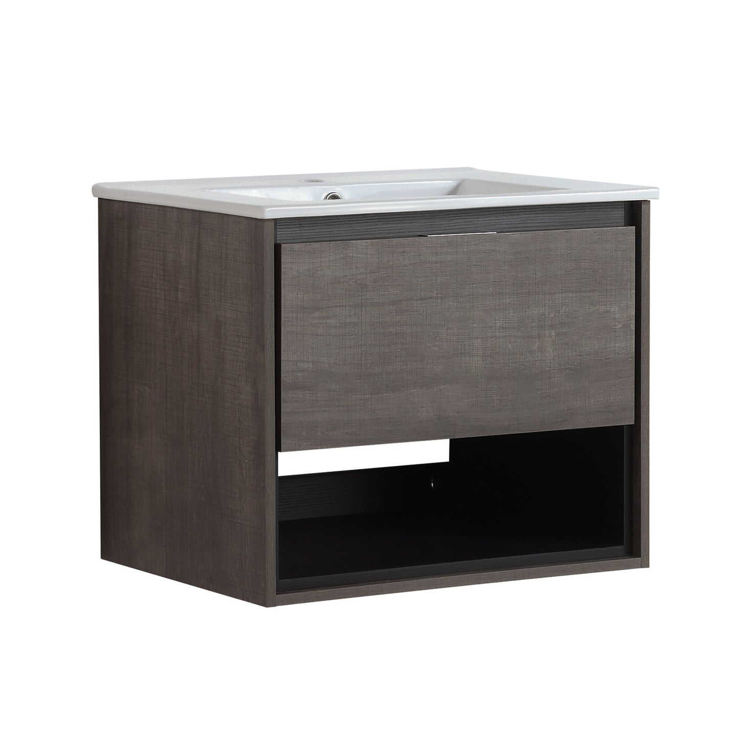 24 inches Floating Bathroom Vanity Combo with Integrated Single Sink and 1 Soft Close Drawer