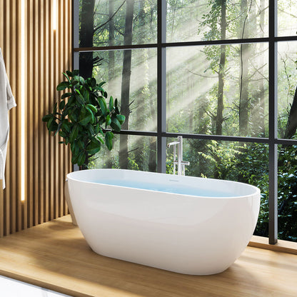 70" 100% Acrylic Freestanding Bathtub，Contemporary Soaking Tub，white Bathtub