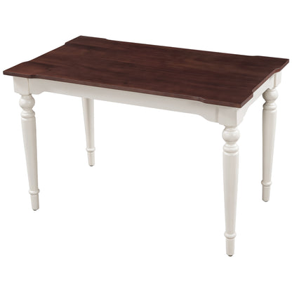 TOPMAX Wood Retro Classical Dining Table, Cherry Top+White Legs