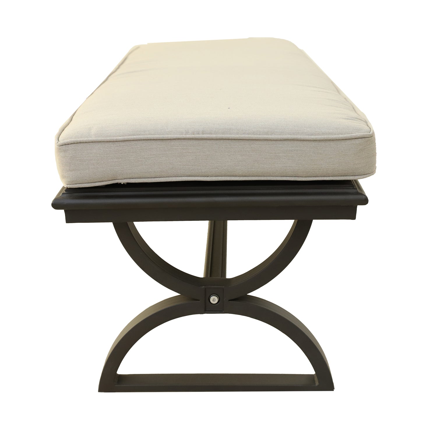 Outdoor Aluminum Bench with Cushion, Chocolate Silk/Sand Dollar