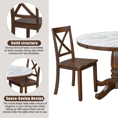 Orisfur. 5 Pieces Dining Table and Chairs Set for 4 Persons, Kitchen Room Solid Wood Table with 4 Chairs