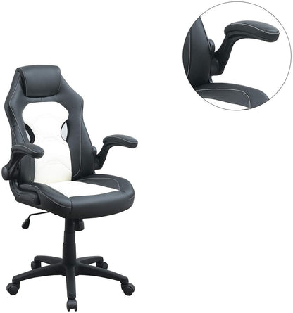 Office Chair Upholstered 1pc Comfort Chair Relax Gaming Office Chair Work Black And White Color