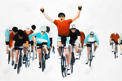 Cyclists at the end of a race - 20x30 Print on canvas