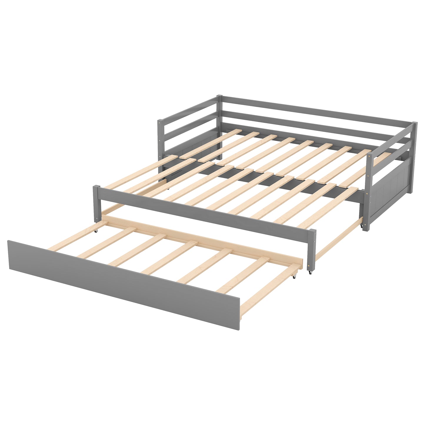 Twin or Double Twin Daybed with Trundle,Gray