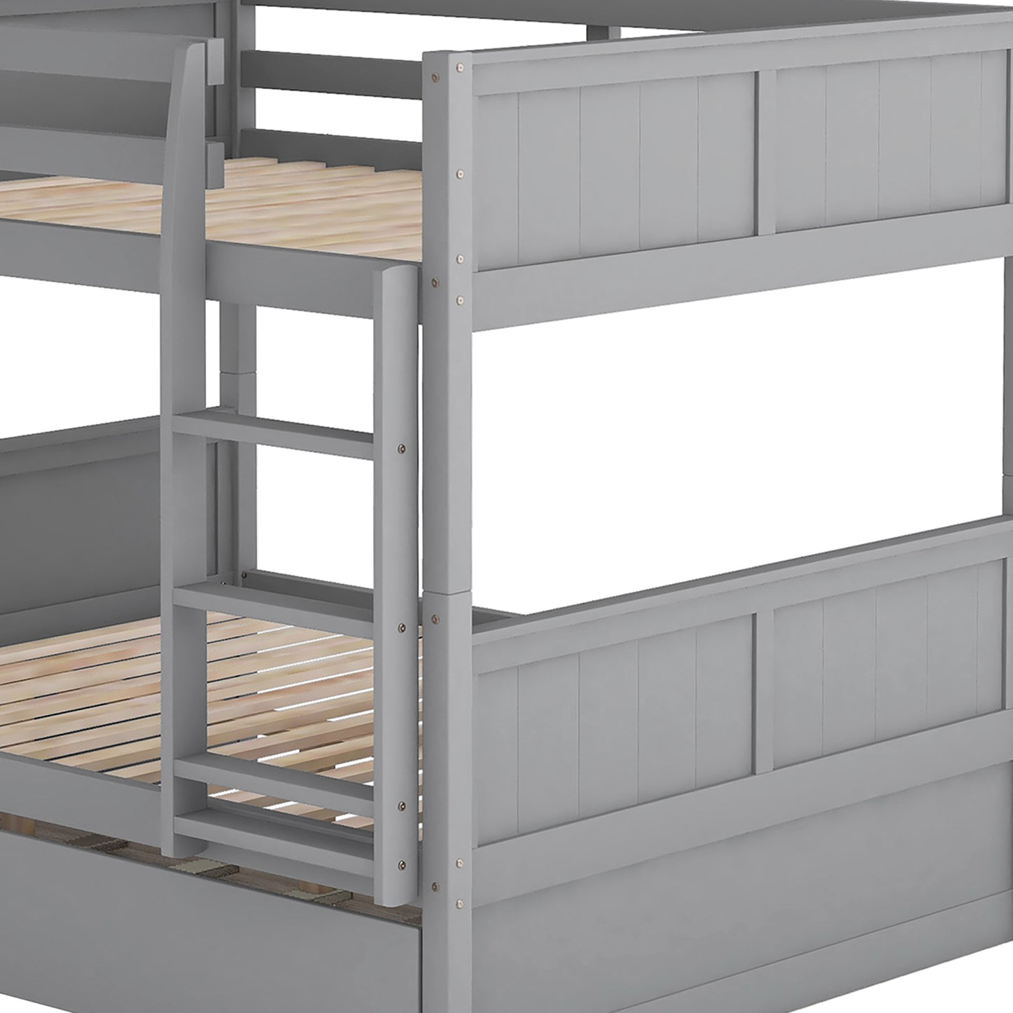 Full Over Full Bunk Bed with Twin Size Trundle, Gray ( old sku: LP000250AAE )