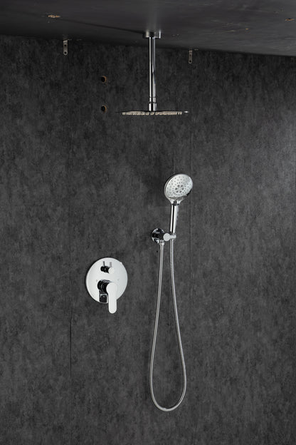 Black Shower System, Ceiling Rainfall Shower Faucet Sets Complete of High Pressure, Rain Shower Head with Handheld, Bathroom 10\\\'\\\' Shower Combo with Rough-in Valve Included