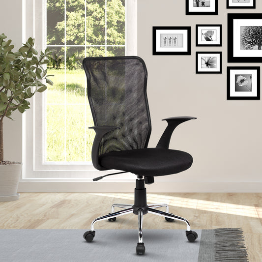 Techni Mobili Medium Back Mesh Assistant Office Chair, Black