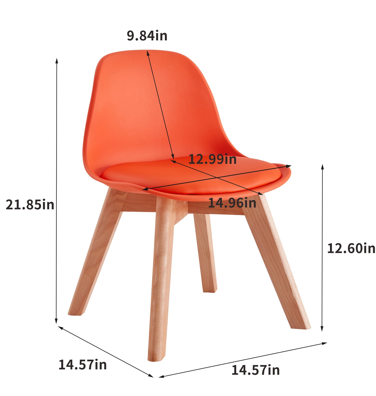 BB chair ,wood leg; pp back with cushion, ORANGE, 2 pcs per set