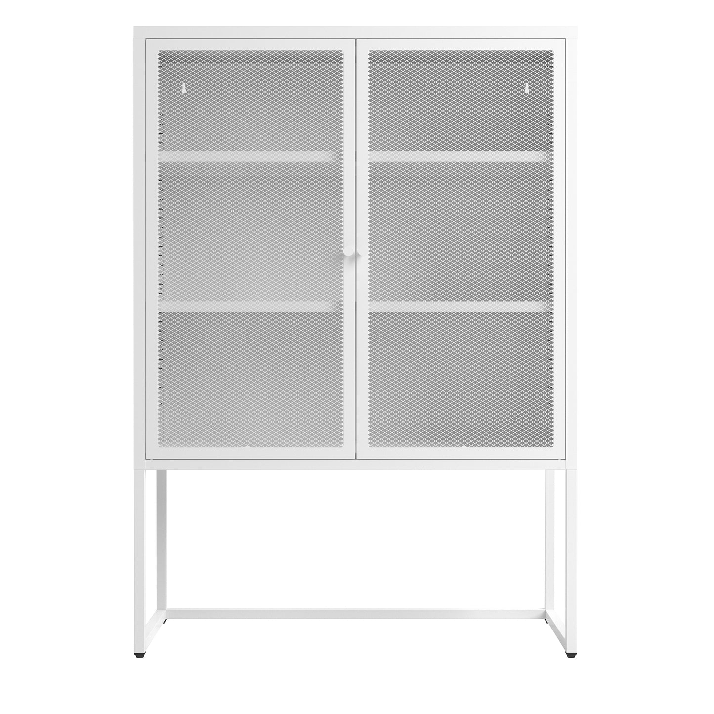 47.2 inches high Metal Storage Cabinet with 2 Mesh Doors, Suitable for Office, Dining Room and Living Room, White