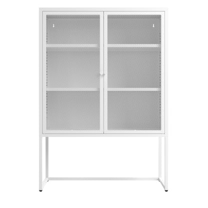 47.2 inches high Metal Storage Cabinet with 2 Mesh Doors, Suitable for Office, Dining Room and Living Room, White